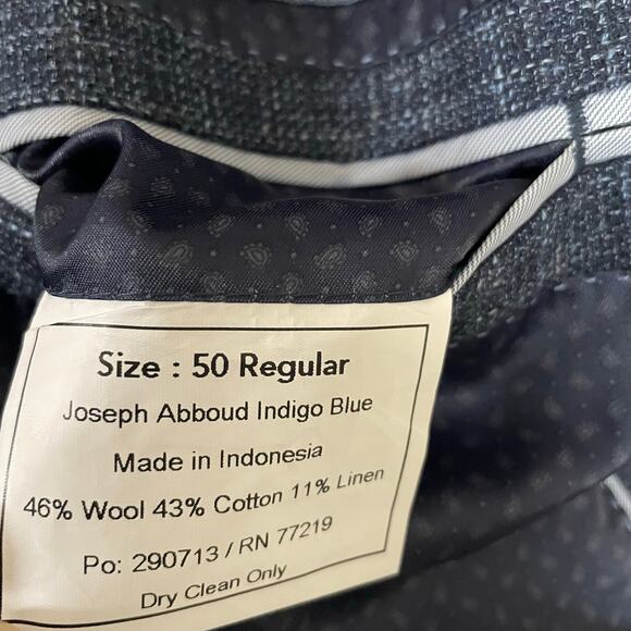 Joseph Abboud Mens 50 Regular Indigo Blue Tollegno 1900 Sport Coat Wool Blazer - Picture 5 of 15